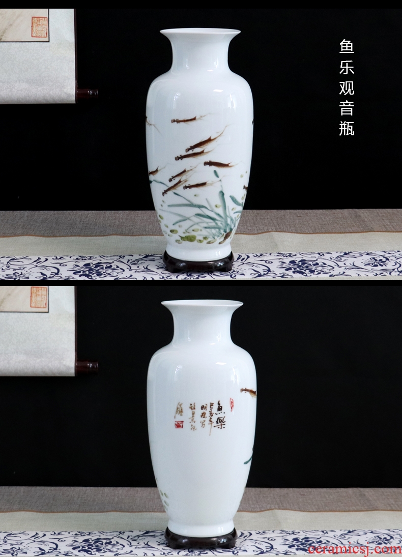 Chinese jingdezhen hand-painted ceramics vase furnishing articles dried flower arranging flowers home sitting room adornment handmade crafts