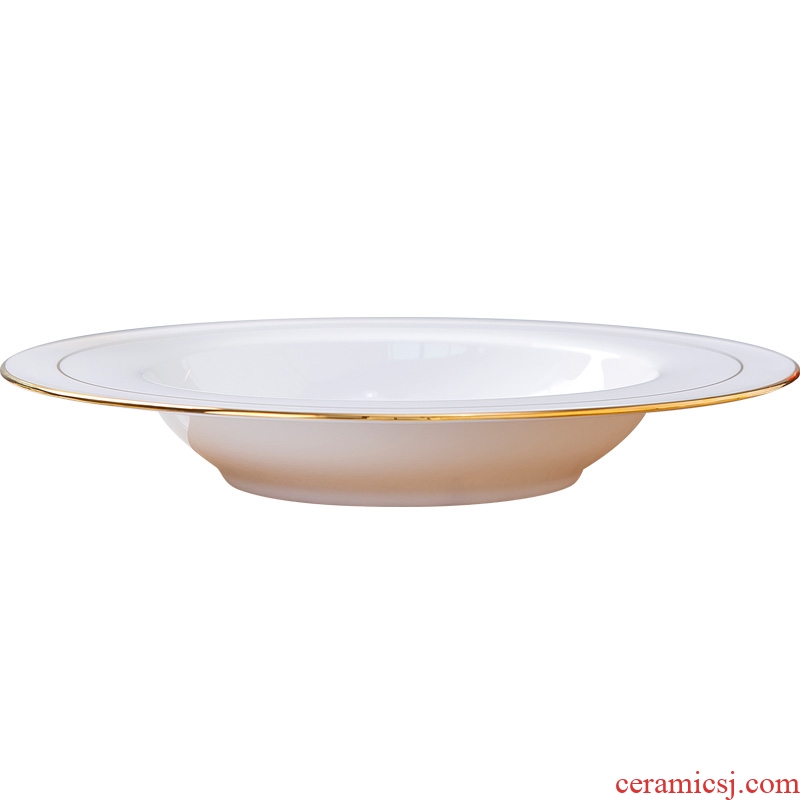 Paint edge hotel hotel western-style food tableware plate of jingdezhen ceramic bone China household straw hat pasta salad plates