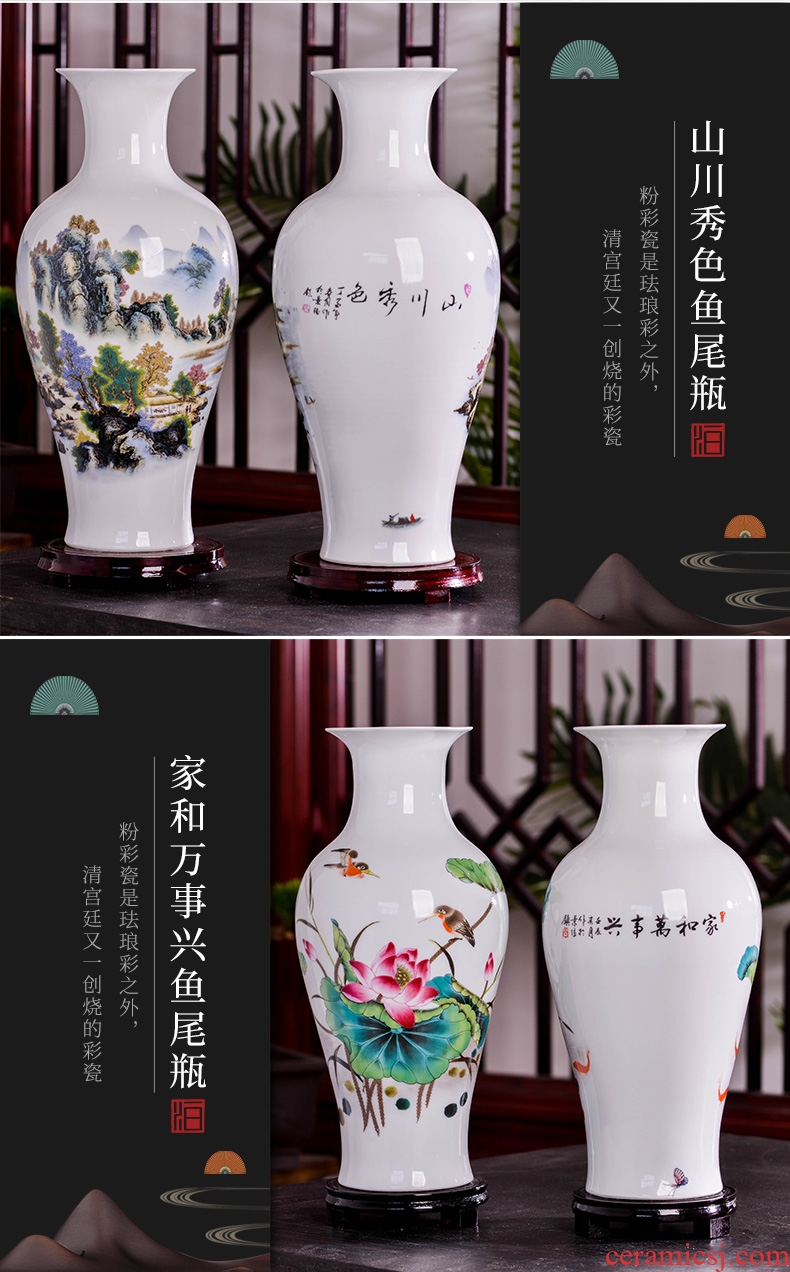 Jingdezhen ceramics modern large vases, flower arranging dried flowers home sitting room porch Chinese craft ornaments furnishing articles