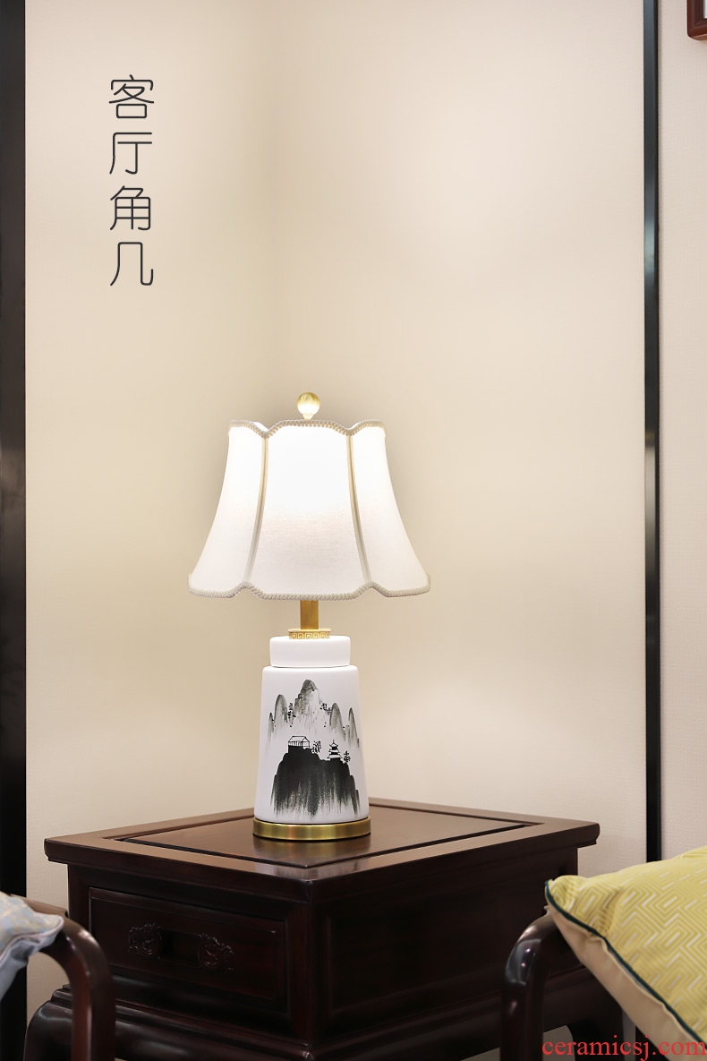 New Chinese style lamp ceramic decoration art study zen Chinese wind and contemporary and contracted sitting room the bedroom of the head of a bed