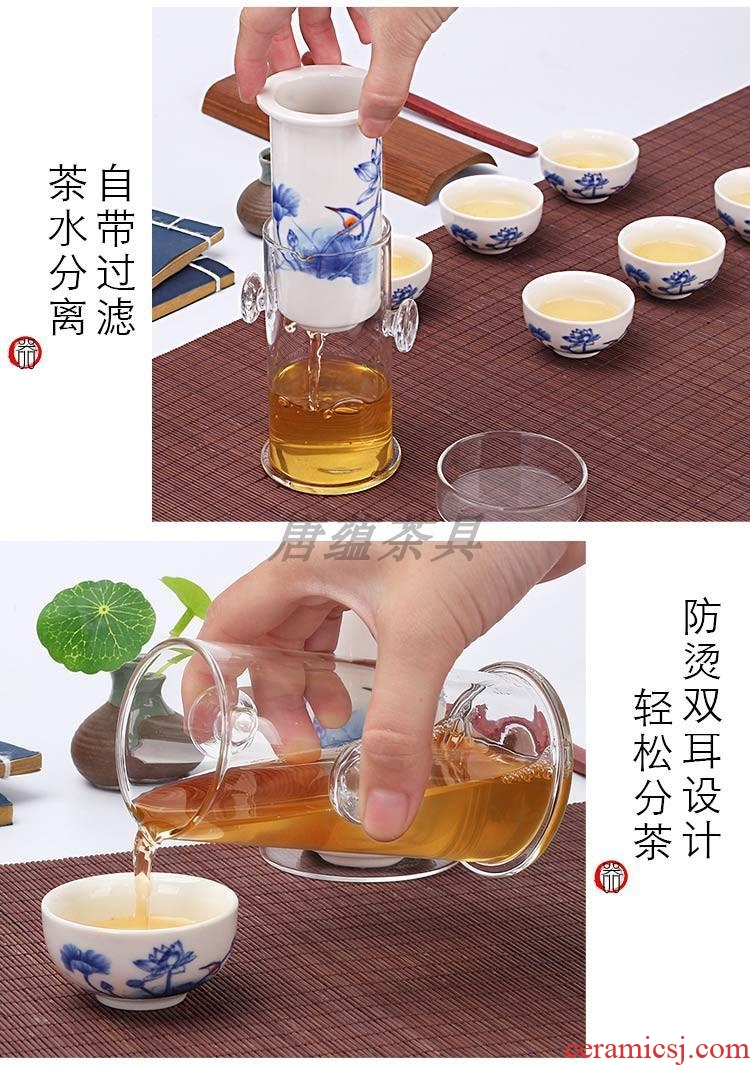 Tang aggregates kung fu tea tureen ceramic teapot teacup tea set tea tea glass of a complete set of tea