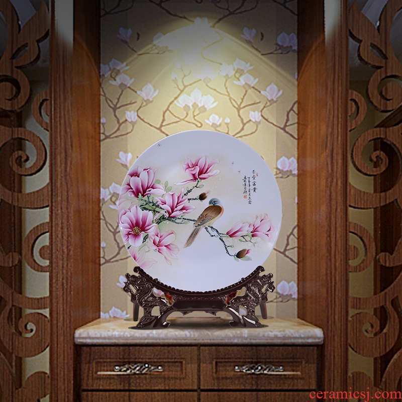 Jingdezhen chinaware decorative sit hang dish plate CV 18 prosperous home sitting room adornment desktop furnishing articles