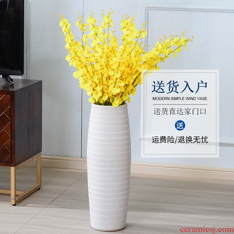 The Nordic European ceramic vase large floor furnishing articles simulation flower contracted sitting room put ins white flower implement ideas