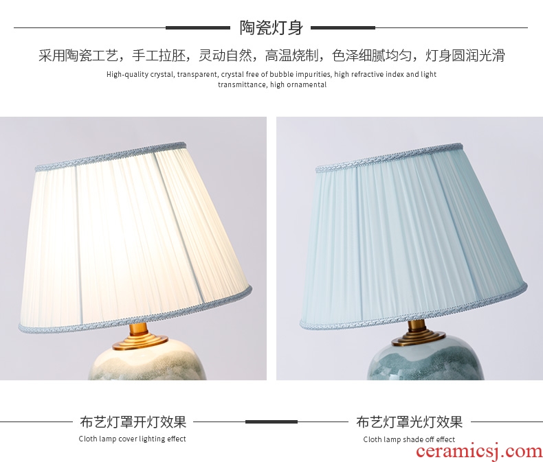 Jingdezhen new Chinese style landscape ceramic desk lamp lamp of bedroom the head of a bed restoring ancient zen sitting room sofa tea table lamp