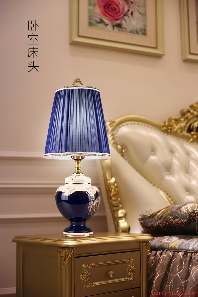 Light luxury european-style lamp ceramic decoration art designer palace restoring ancient ways is the copper lamps and lanterns of the sitting room the bedroom of the head of a bed