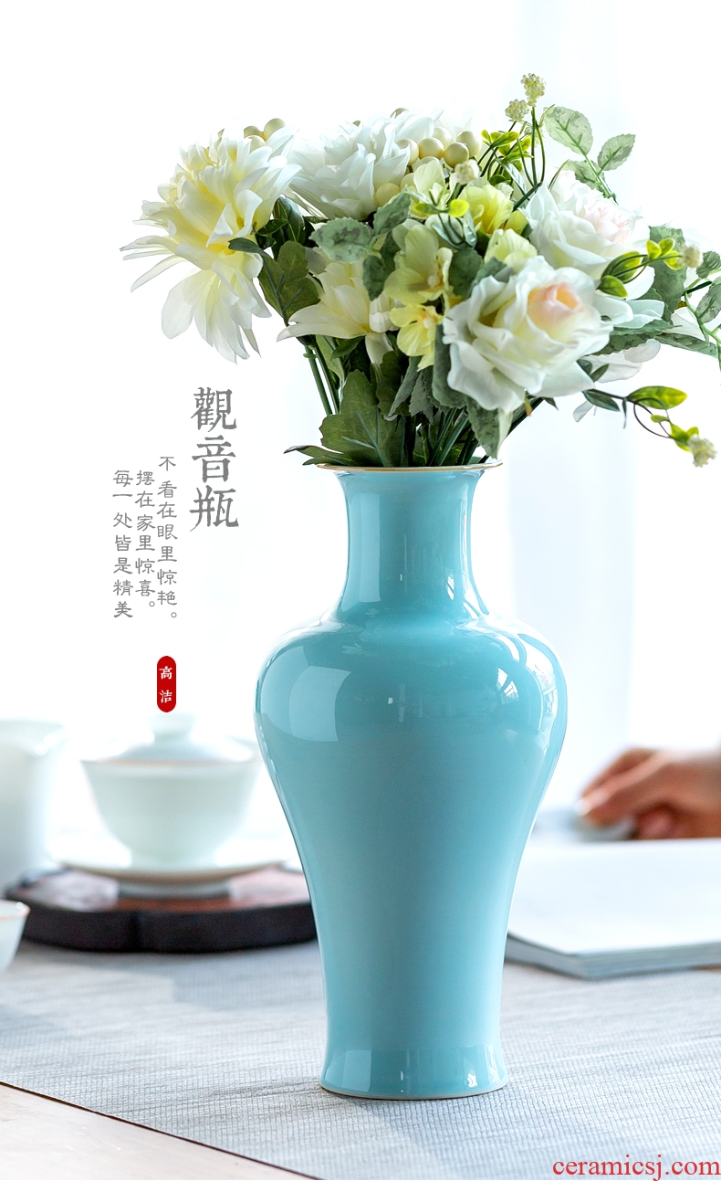 Jingdezhen ceramics creative modern shadow blue glaze sitting room put dry vase new Chinese style household soft adornment is placed