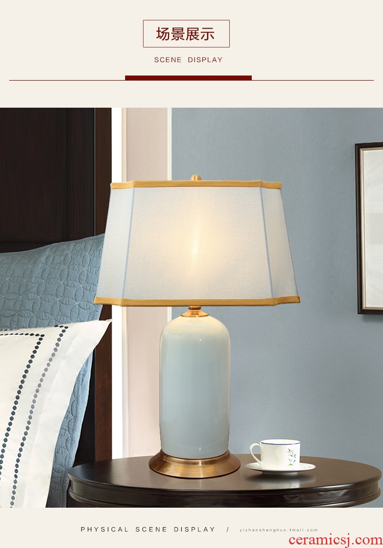 Light european-style luxury American ceramic desk lamp light warm idea of bedroom the head of a bed contracted and contemporary sitting room is adjustable light