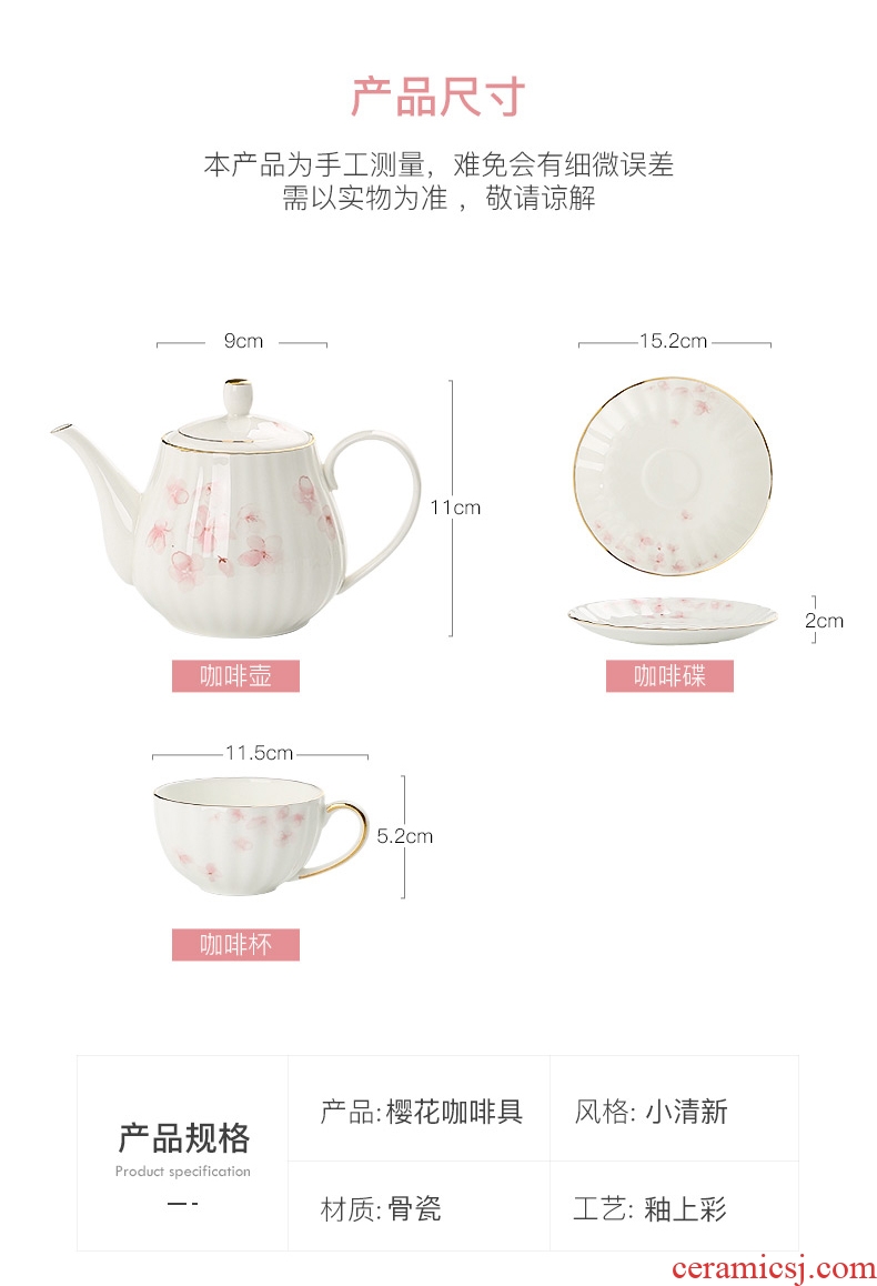 Inky european-style bone China coffee cups and saucers suit household contracted English afternoon tea tea set ceramic teapot cup