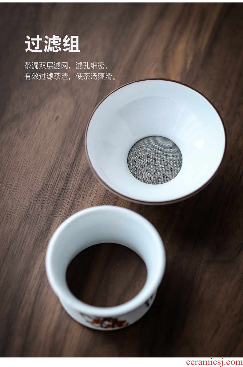Three thousand hand white porcelain ceramic tea set tea village household kung fu tea ware celadon tureen cups set gift box