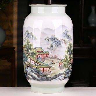 Jingdezhen ceramics landscape painting enamel vase Chinese style home porch decoration handicraft furnishing articles large living room