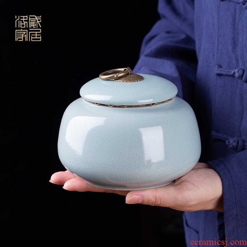 , your kiln jingdezhen ceramic seal pot tea caddy portable puer tea storage POTS tea accessories