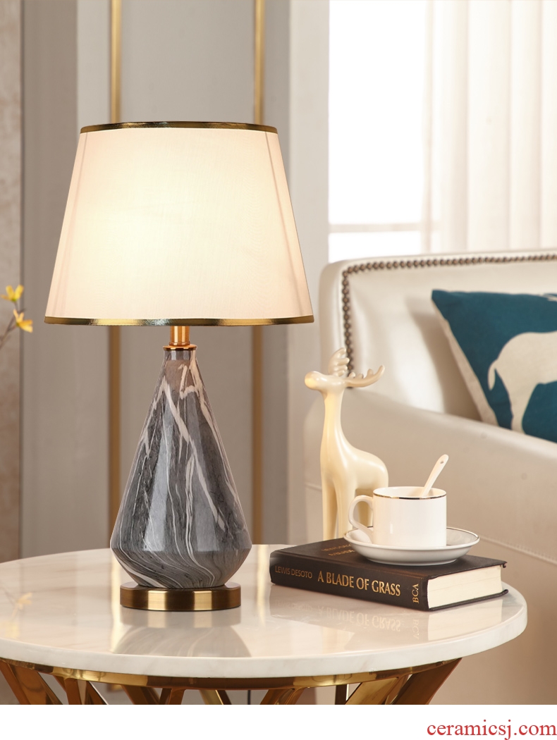 American marble lamp lamp of bedroom the head of a bed European creative ceramic contracted and contemporary sitting room warm wedding marriage room