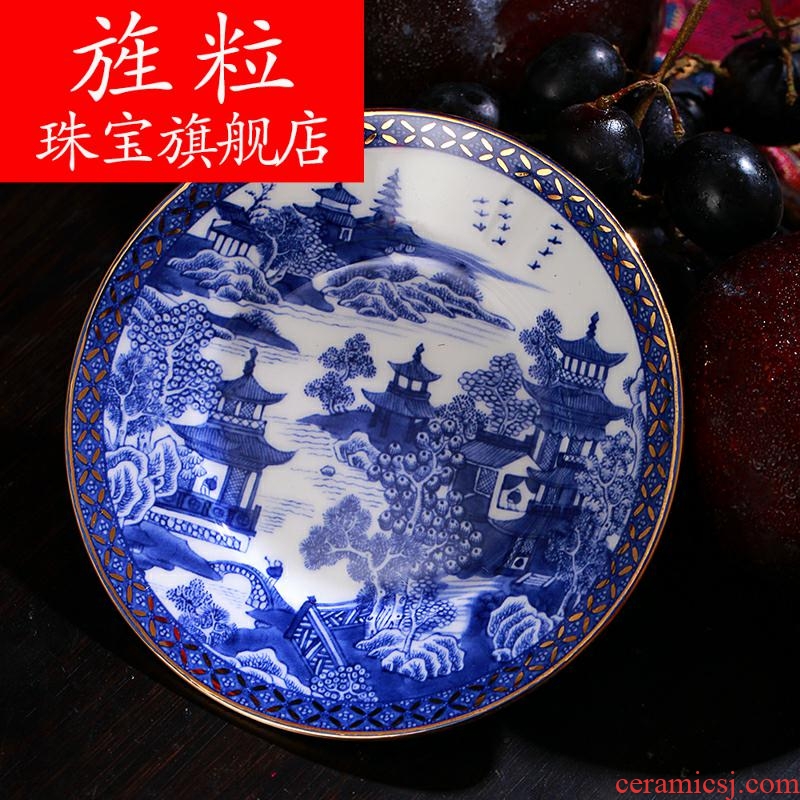 Kt under the blue and white porcelain of jingdezhen ceramics glaze colour classical colour smoke plate the ashtray ashtray manual crafts and gifts