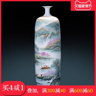 Jingdezhen ceramics by hand draw pastel landscape floor vases, new Chinese style adornment furnishing articles large living room
