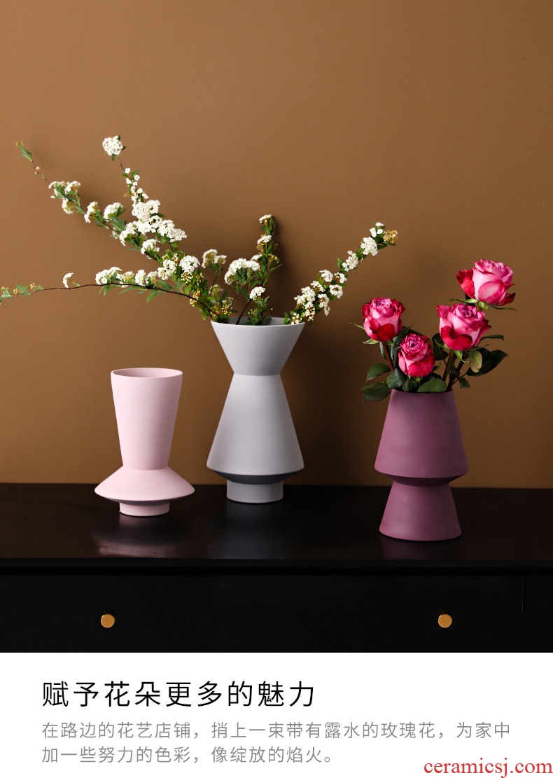 Nordic ins wind soft outfit furnishing articles ceramic vases, flower arrangement sitting room adornment example room frosted flower implement hydroponic flowers