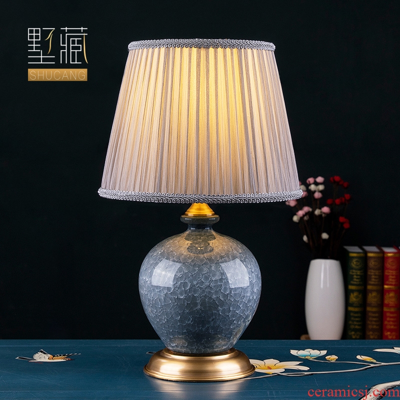 American contemporary and contracted small desk lamp ceramic decoration art full copper designer lamps and lanterns of the sitting room the bedroom of the head of a bed