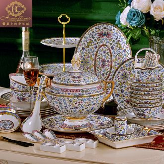 Luxury jingdezhen ceramic bowl bone plates chopsticks spoon set home Chinese and western European choice for gifts