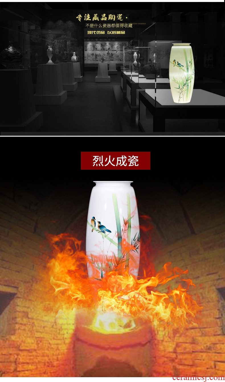 Jingdezhen ceramics furnishing articles hand-painted bamboo vases, flower arrangement of the sitting room porch decoration of new Chinese style household ornaments