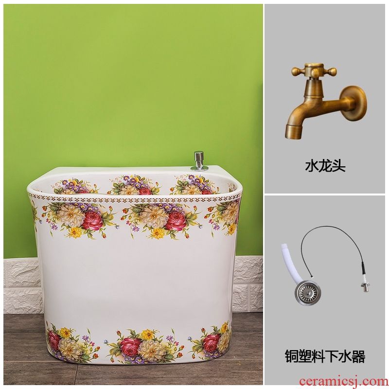 Spring rain double drive automatic mop pool household balcony toilet water to wash the mop pool ceramic POTS mop pool