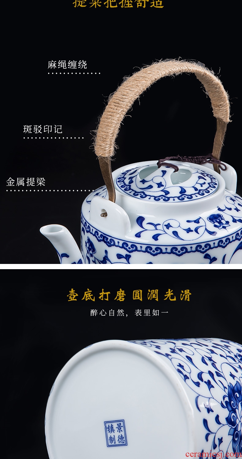 Jingdezhen ceramic teapot cool household girder kettle pot teapot high-capacity old large cold suit kettle