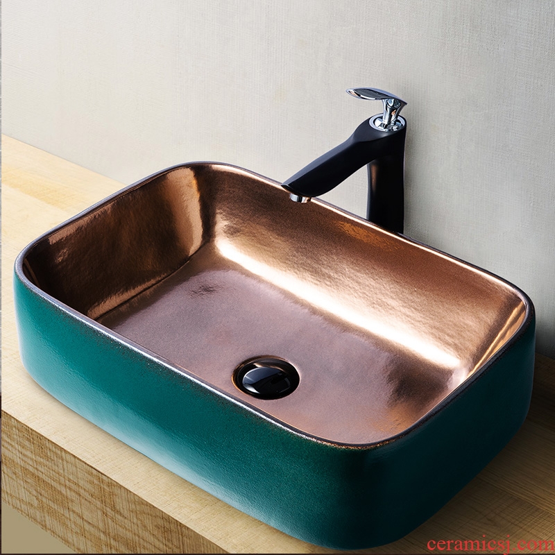 Jingdezhen metal glaze stage basin northern wind lavatory basin of ceramic toilet lavabo single marble mesa