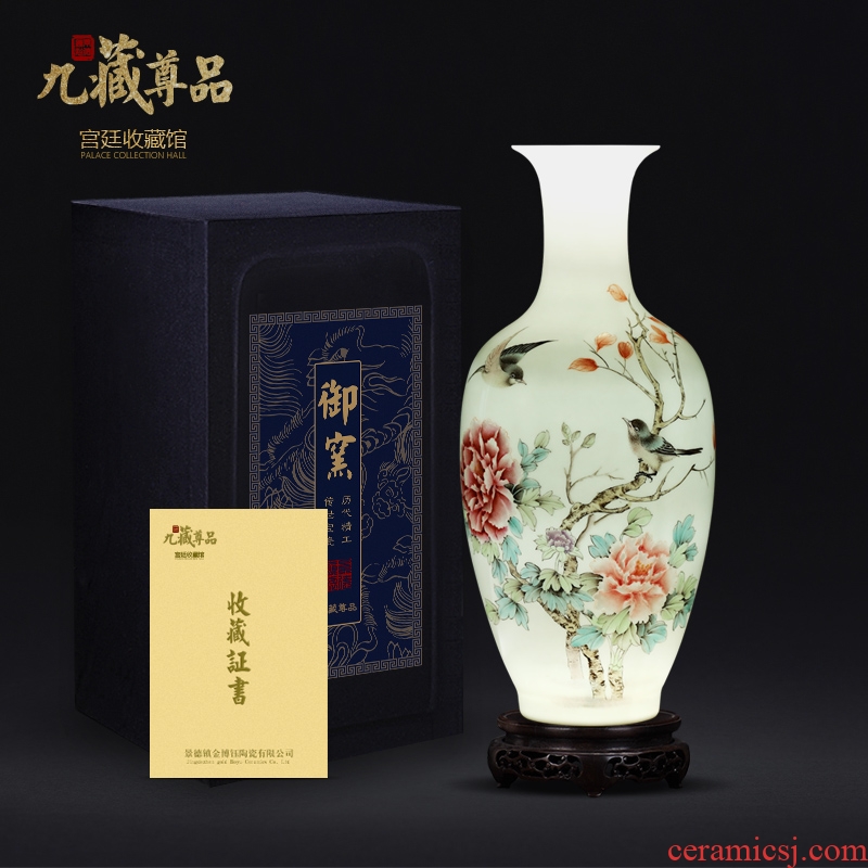 Jingdezhen ceramics hand-painted powder enamel vase Chinese style living room porch TV ark flower adornment furnishing articles