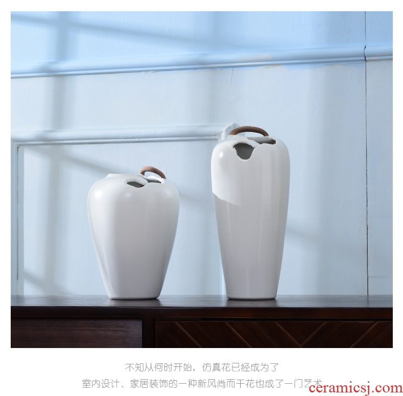 Lou qiao ou contemporary and contracted white ceramic vase furnishing articles dried flower arranging flowers sitting room Nordic creative decoration