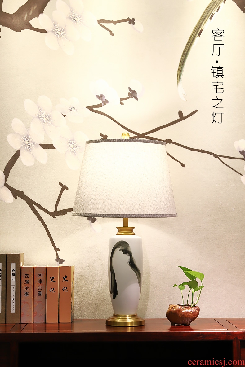 Large new Chinese style lamp ceramic decoration art study zen Chinese wind landscape contracted sitting room porch town house