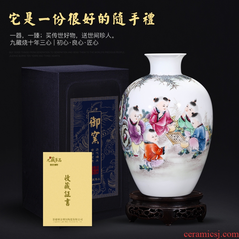 New Chinese style household hand-painted vases, the sitting room porch jingdezhen ceramics TV ark decoration crafts are arranging flowers