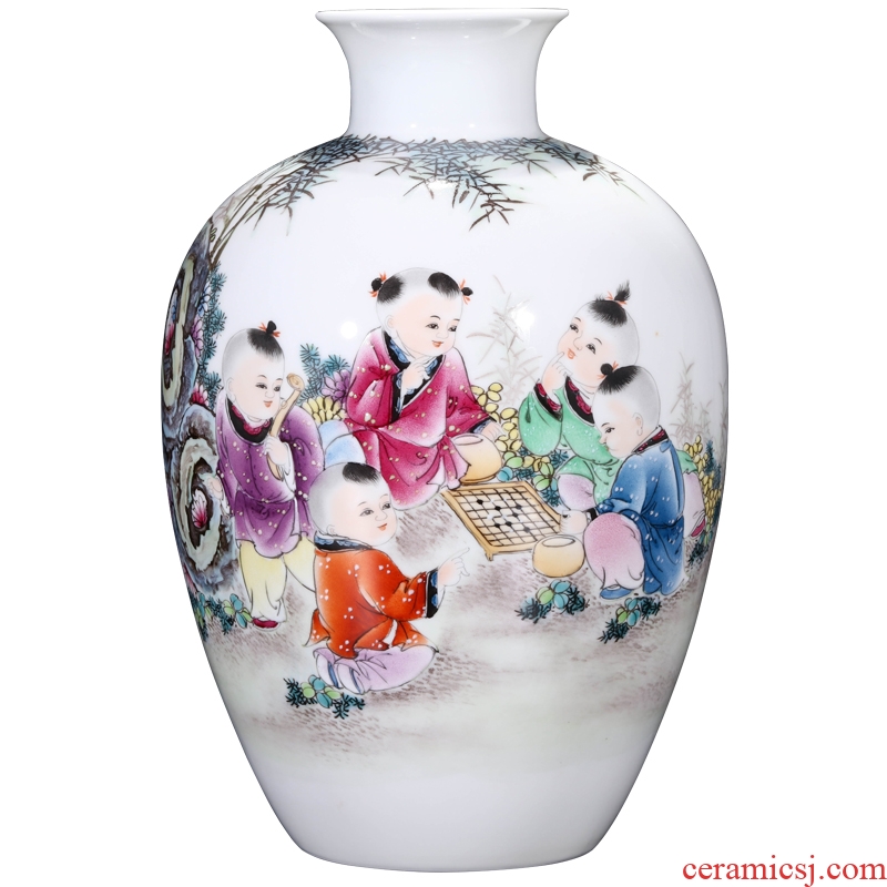 New Chinese style household hand-painted vases, the sitting room porch jingdezhen ceramics TV ark decoration crafts are arranging flowers