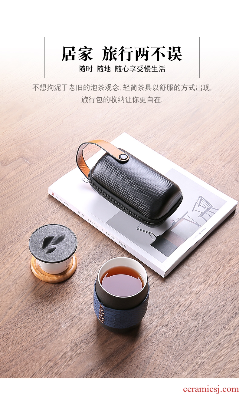 Japanese ceramic crack cup "bag type separation receive a home office travel outdoor tea sets tea tea cup