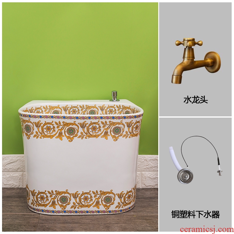 Spring rain wash mop pool ceramic automatic water household mop pool toilet basin of mop the floor mop pool small balcony