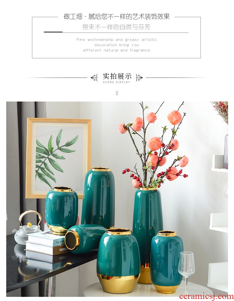 Lou qiao ou household ceramic vase simulation flower arranging place new Chinese style living room TV cabinet accessories porch decoration