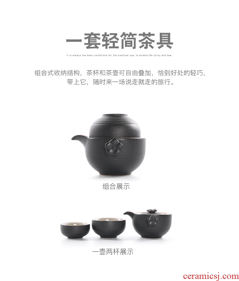 Three thousand cup to crack a pot of tea village two cups of Japanese ceramics 2 office travel portable mini tea tea set