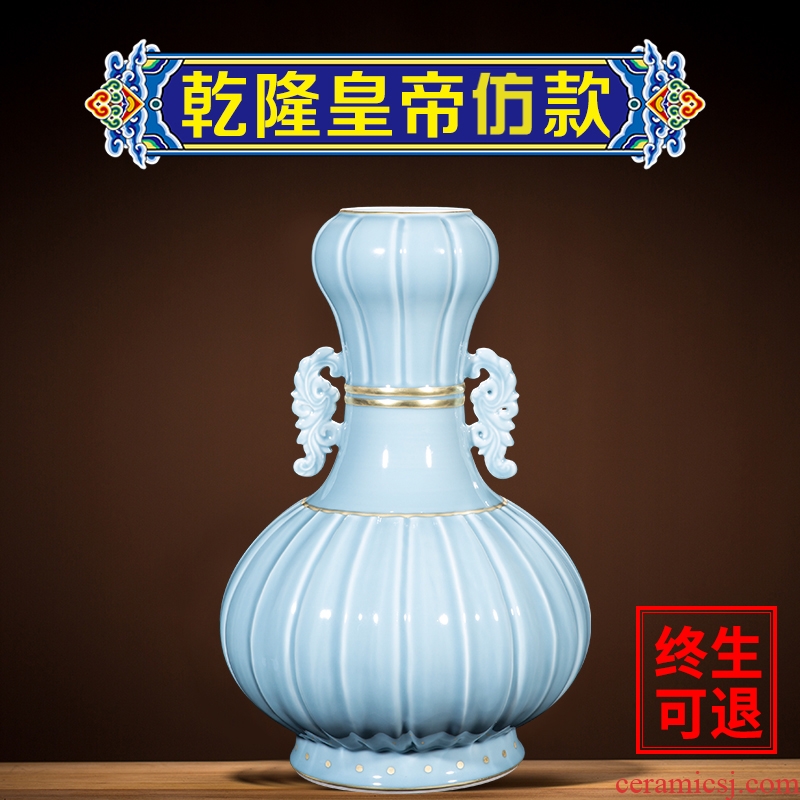 Better sealed kiln porcelain of jingdezhen ceramic big vase garlic furnishing articles blue bottle of home sitting room archaize porcelain ornaments