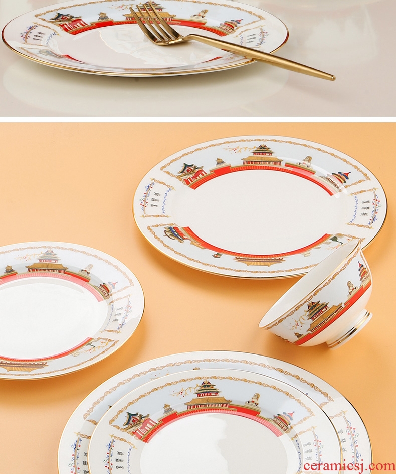 Inky Forbidden City bone bowls phnom penh dish suit creative household tableware chopsticks at jingdezhen ceramic bowl dishes