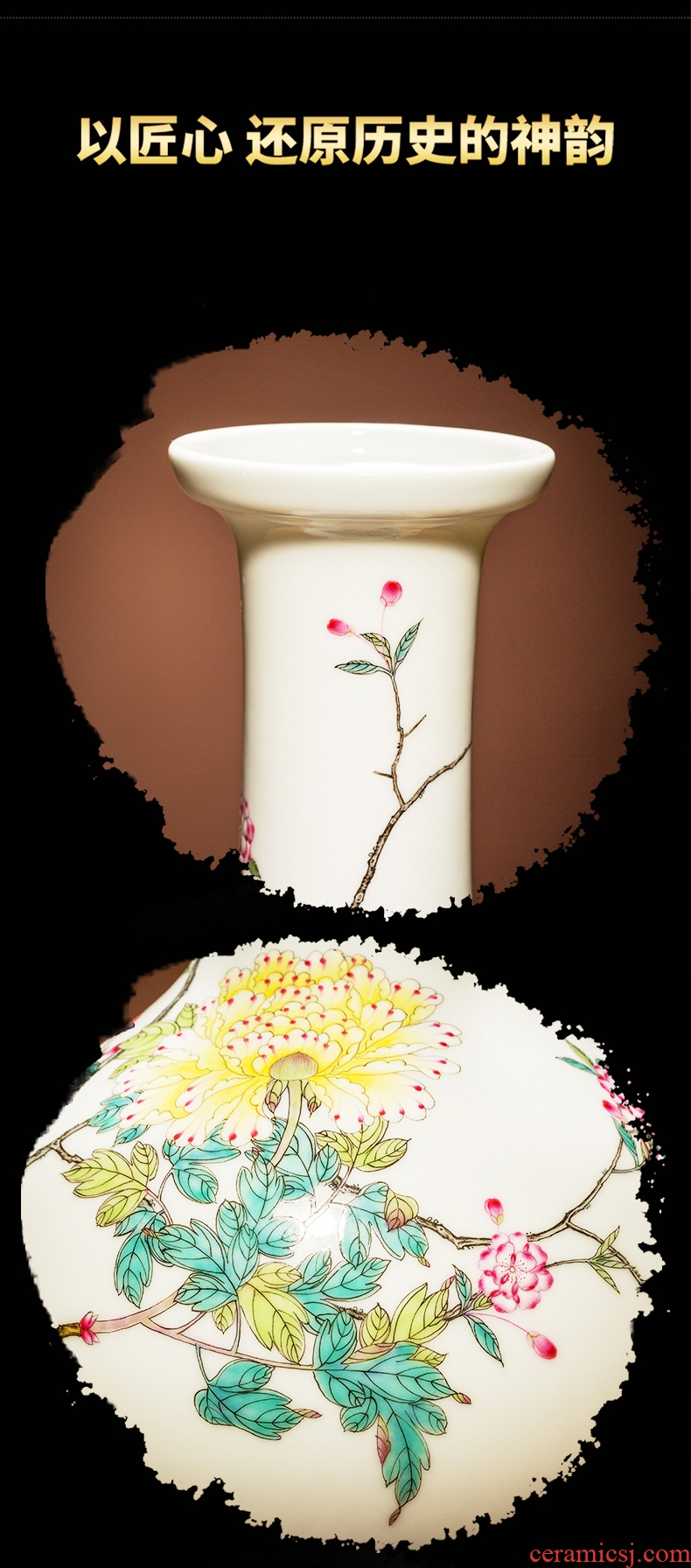 Better sealed kiln jingdezhen furnishing articles of new Chinese style household enamel porcelain vase hand-painted dish buccal bottle sitting room adornment