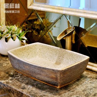 Package mail european-style rectangle jingdezhen art basin lavatory sink & ndash; Vintage wood grain