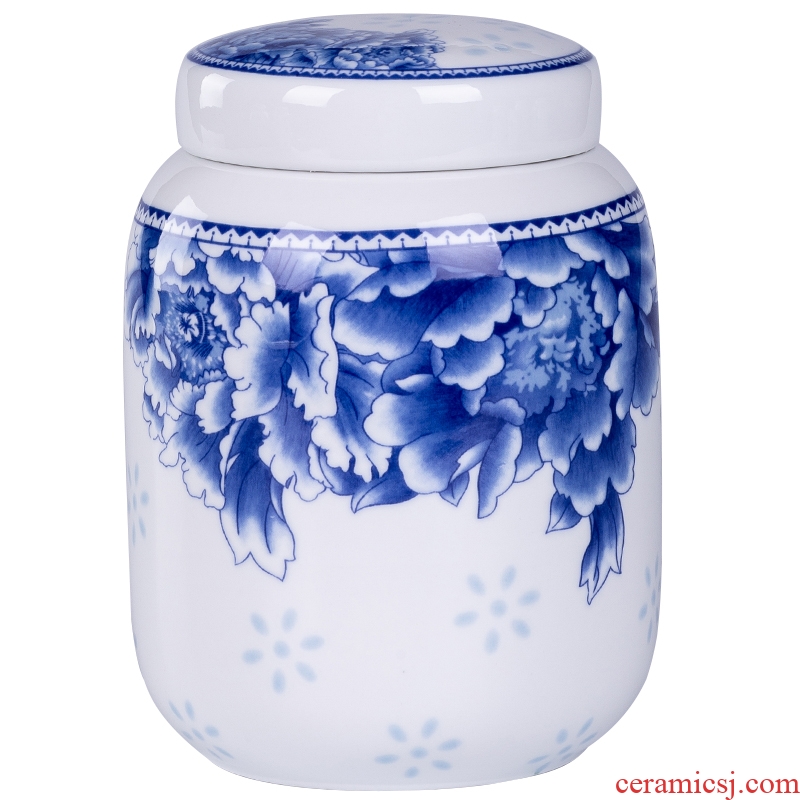 Blue and white porcelain, caddy mini seal pot jingdezhen tea accessories small portable tank tea