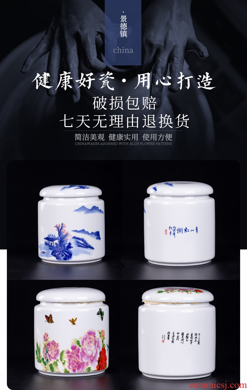 Blower, caddy ceramic seal pot jingdezhen domestic large pu 'er tea box POTS and POTS