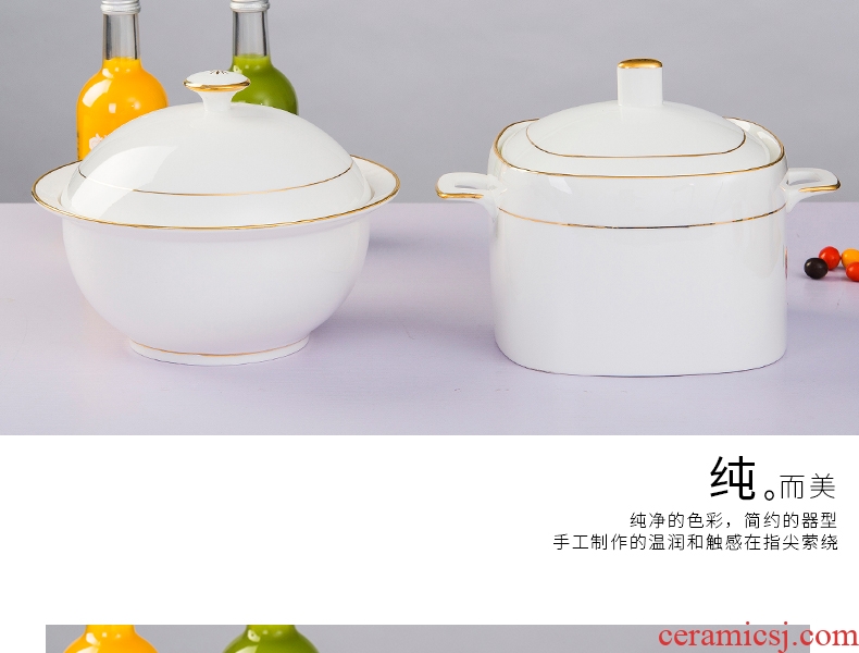 Square with cover product pan European Jin Bianyuan jingdezhen special-shaped ceramic household large bone porcelain soup pot