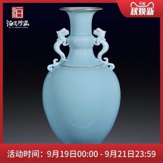 Archaize of jingdezhen ceramics powder blue glaze vase long belly sitting room porch home Chinese decor collection in furnishing articles
