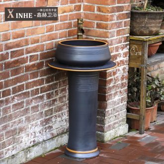 The sink ceramic basin of pillar type column one floor balcony outdoor toilet basin art wash basin