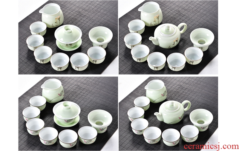 Gorgeous young creative household and exquisite ceramic kung fu tea set tea tray tureen teapot tea cup contracted with tea