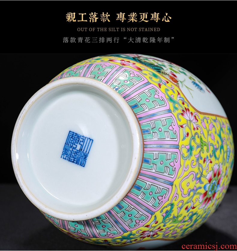 Jingdezhen ceramics powder enamel household adornment flower vase Chinese style living room rich ancient frame collection furnishing articles
