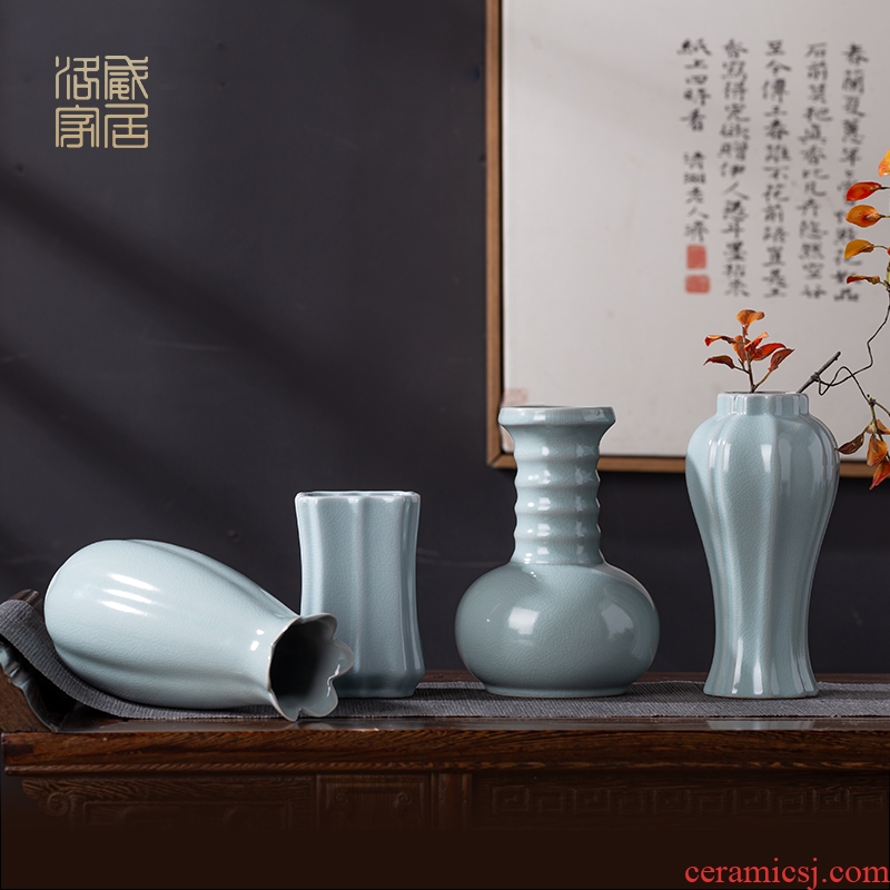 Your kiln azure glaze floret bottle of jingdezhen Chinese antique household ceramics decoration creative porcelain bottle furnishing articles