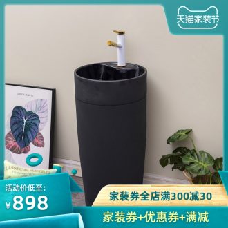 Black one-piece pillar basin floor ceramic lavatory balcony toilet lavabo contemporary and contracted household