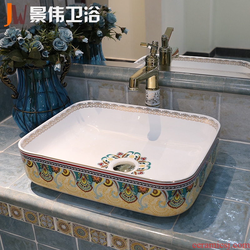 JingWei ceramic stage basin of continental basin square lavatory basin sink large art basin, 9536