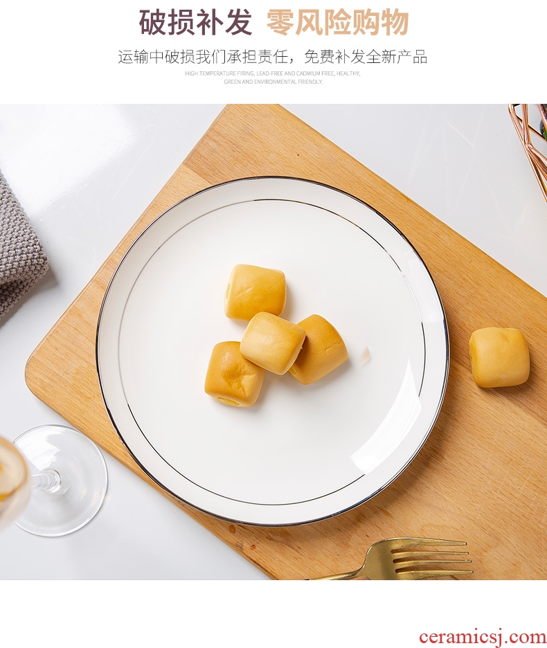 Jingdezhen creative white phnom penh household square deep dish bone plate tableware ceramics steak dishes dish plate