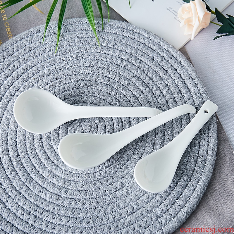 Jingdezhen fine Korean pure white bone porcelain scoop son home small spoon spoon creative ceramic dinner spoon spoon